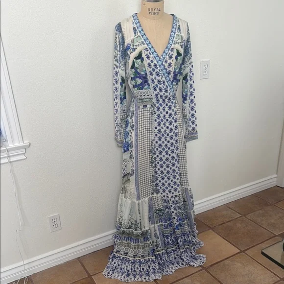 camilla blue and white dress summer chiffon dress, blue dress, fitted dress, party dress, midi dres –  Xiaolizi main image 0